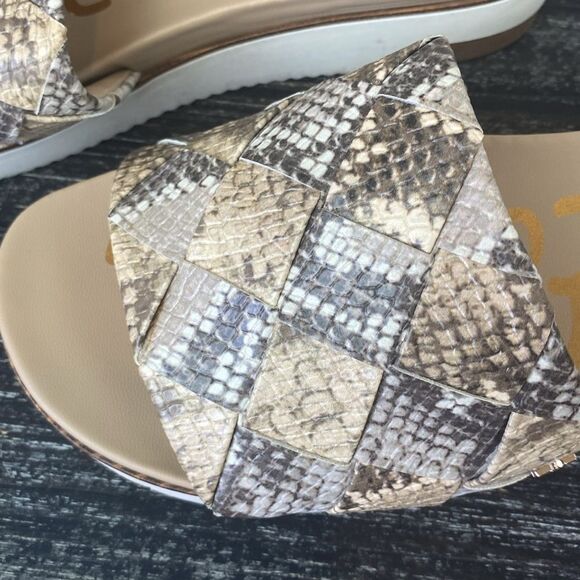 Sam Edelman Tan Snake Animal Print Slide Sandal Shoes 9 - Picture 4 of 5